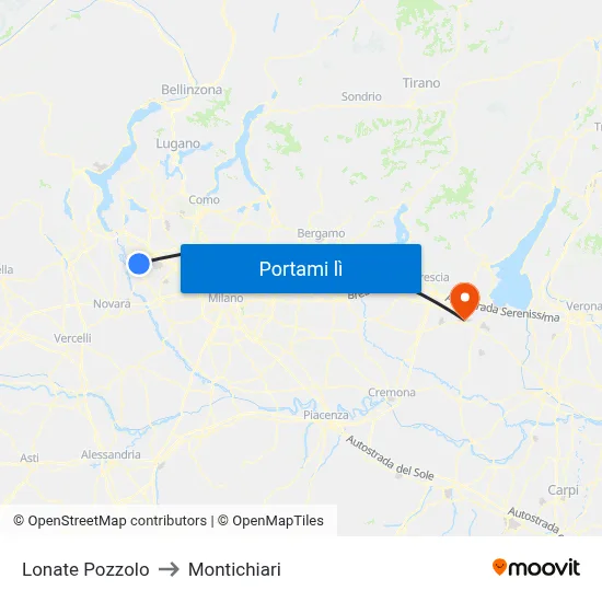 Lonate Pozzolo to Montichiari map