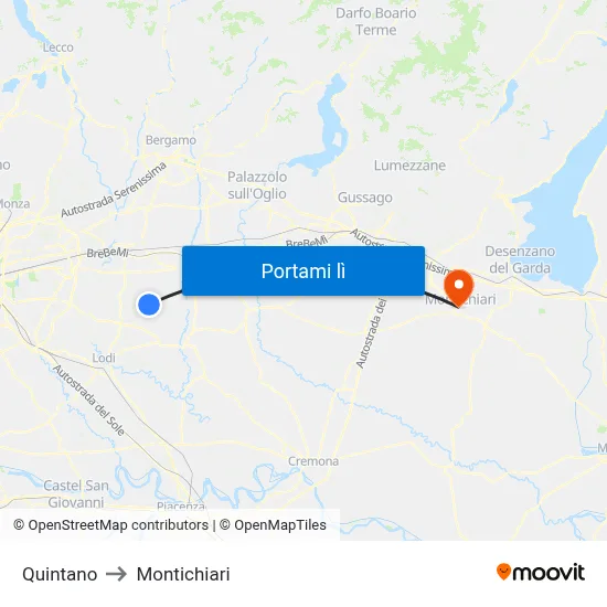 Quintano to Montichiari map