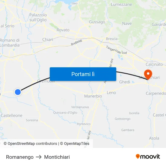 Romanengo to Montichiari map