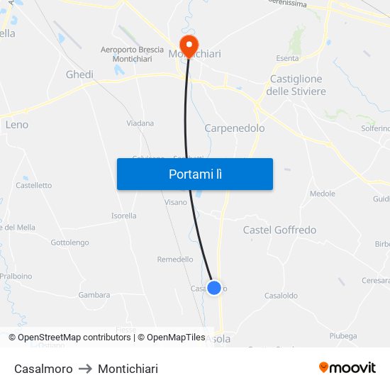 Casalmoro to Montichiari map