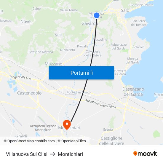Villanuova Sul Clisi to Montichiari map