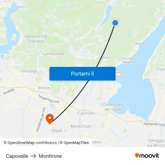 Capovalle to Montirone map