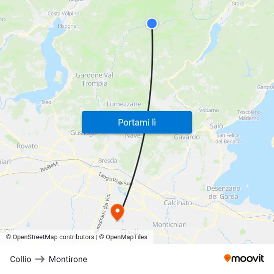 Collio to Montirone map