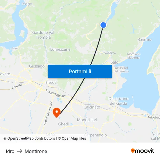 Idro to Montirone map