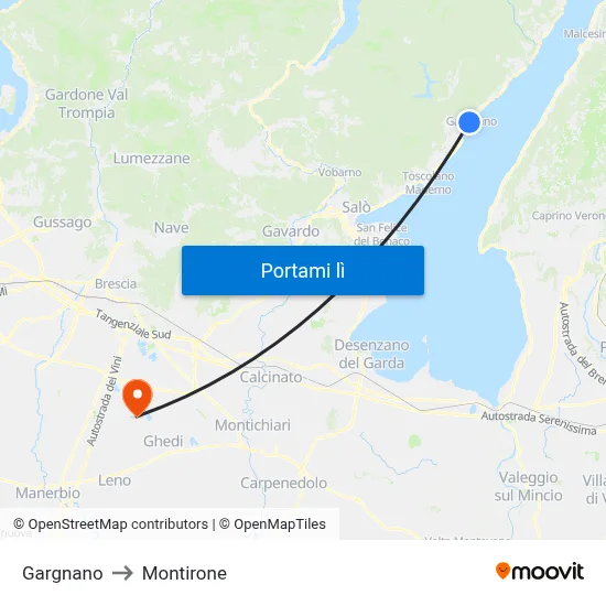 Gargnano to Montirone map