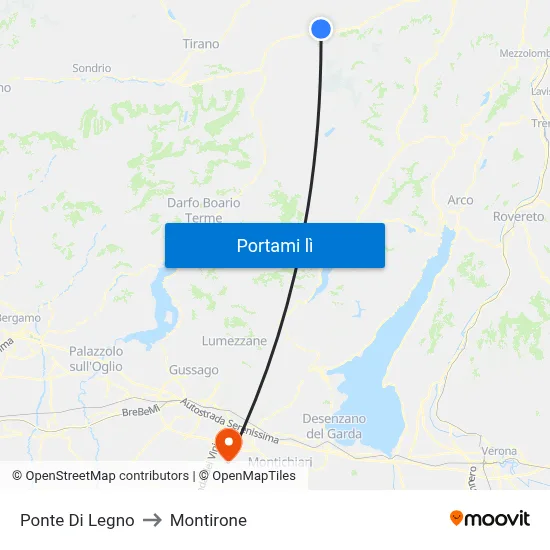 Ponte Di Legno to Montirone map