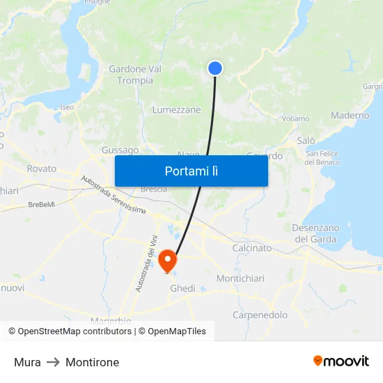 Mura to Montirone map