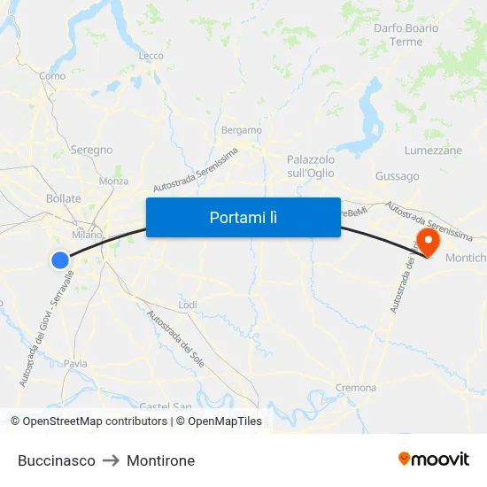 Buccinasco to Montirone map