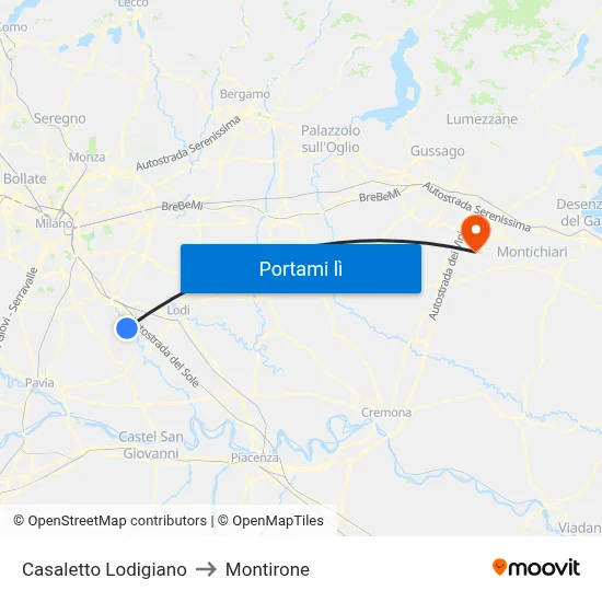 Casaletto Lodigiano to Montirone map