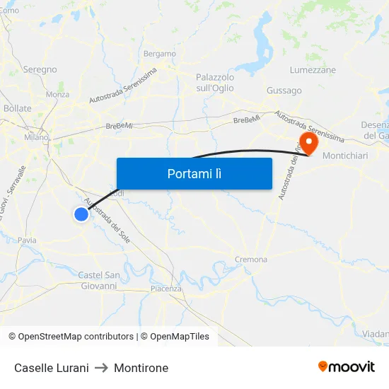 Caselle Lurani to Montirone map