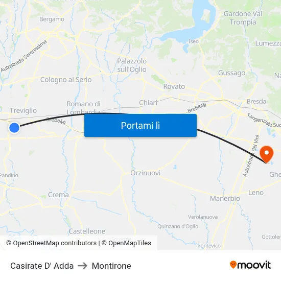 Casirate D' Adda to Montirone map