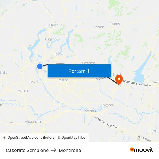 Casorate Sempione to Montirone map