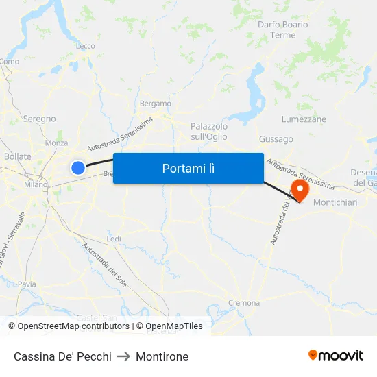 Cassina De' Pecchi to Montirone map
