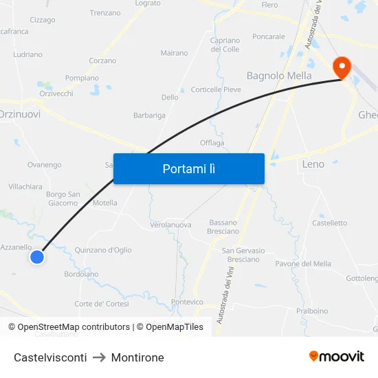 Castelvisconti to Montirone map