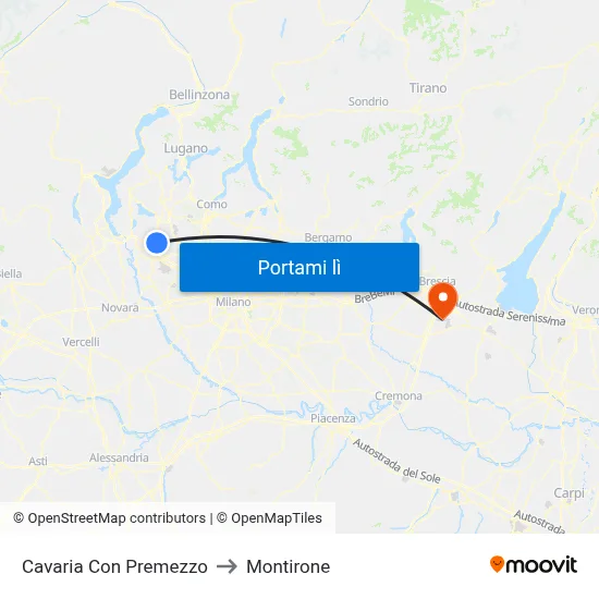 Cavaria Con Premezzo to Montirone map