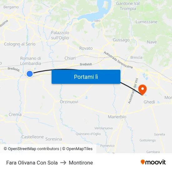 Fara Olivana Con Sola to Montirone map