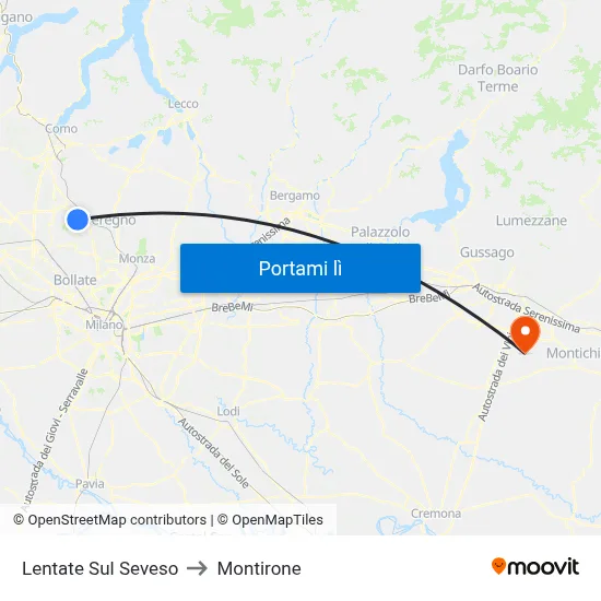 Lentate Sul Seveso to Montirone map