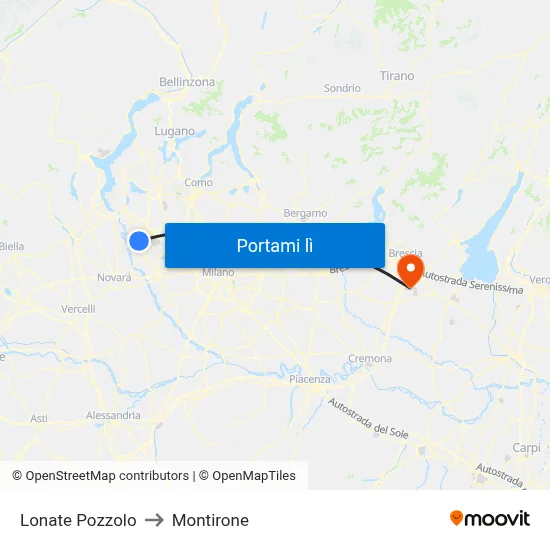 Lonate Pozzolo to Montirone map