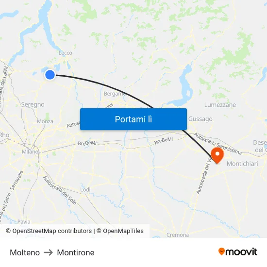 Molteno to Montirone map