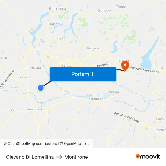 Olevano Di Lomellina to Montirone map
