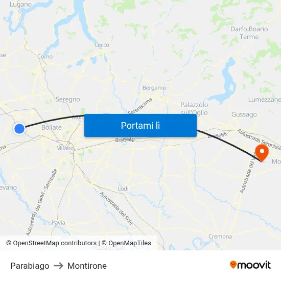 Parabiago to Montirone map