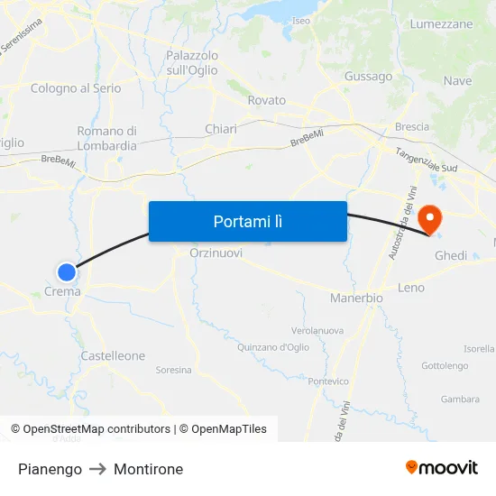 Pianengo to Montirone map