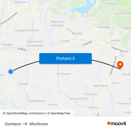 Quintano to Montirone map
