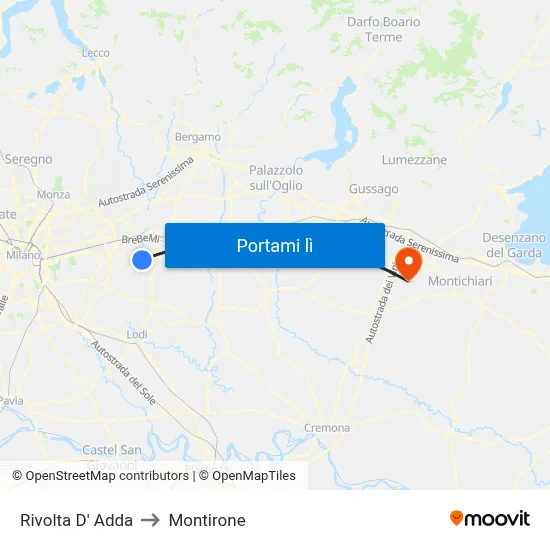 Rivolta D' Adda to Montirone map