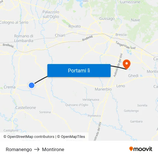Romanengo to Montirone map