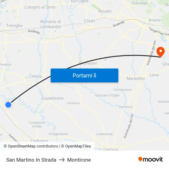 San Martino In Strada to Montirone map