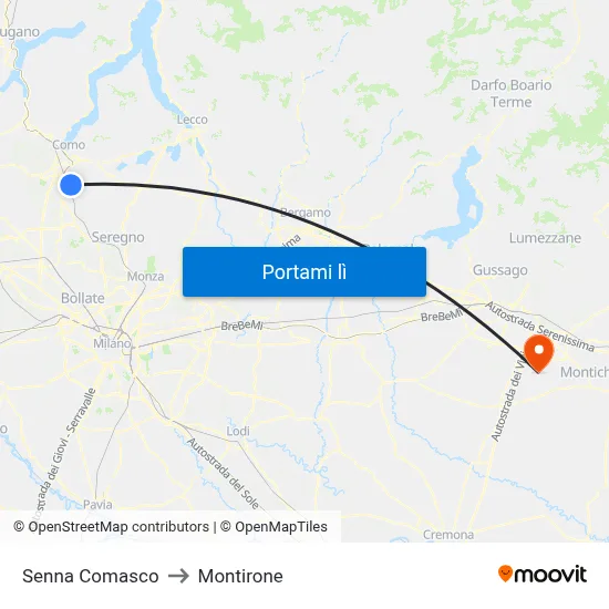 Senna Comasco to Montirone map