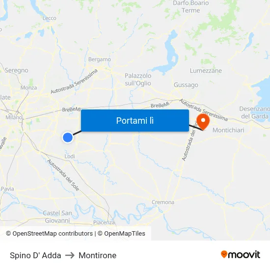 Spino D' Adda to Montirone map