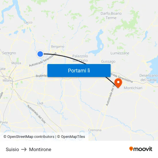 Suisio to Montirone map