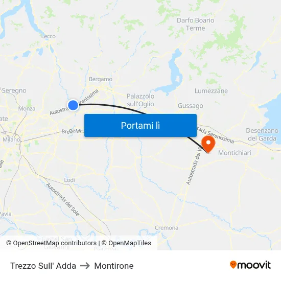 Trezzo Sull' Adda to Montirone map