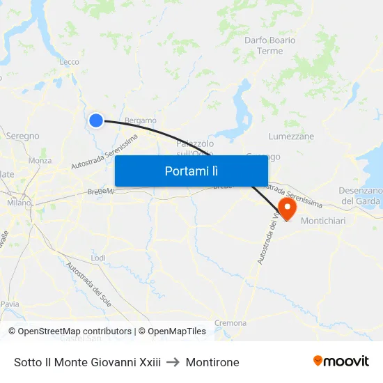 Sotto Il Monte Giovanni Xxiii to Montirone map