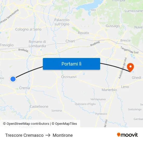 Trescore Cremasco to Montirone map