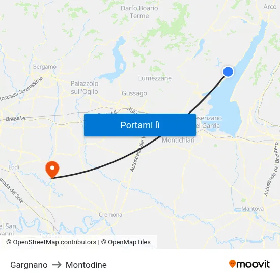 Gargnano to Montodine map