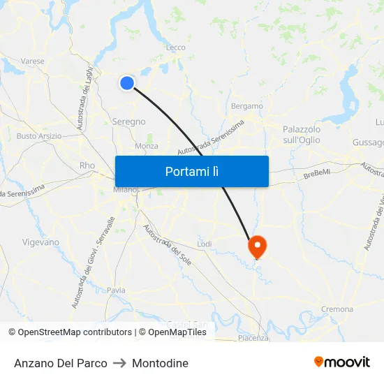 Anzano Del Parco to Montodine map