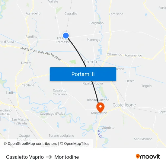 Casaletto Vaprio to Montodine map