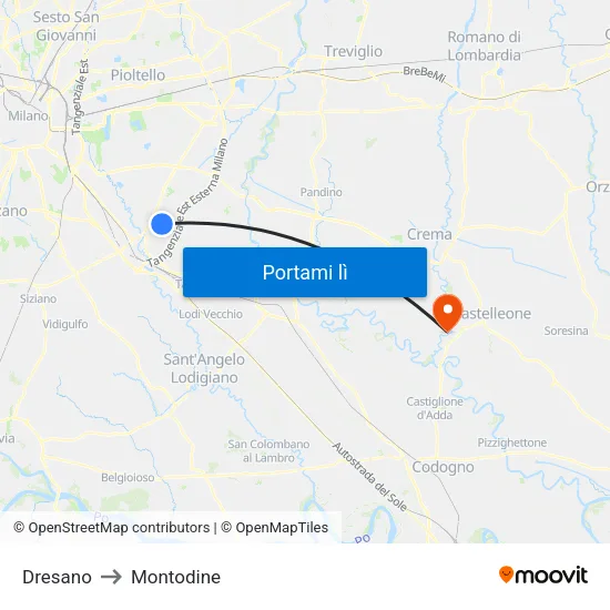 Dresano to Montodine map