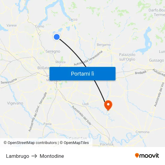Lambrugo to Montodine map