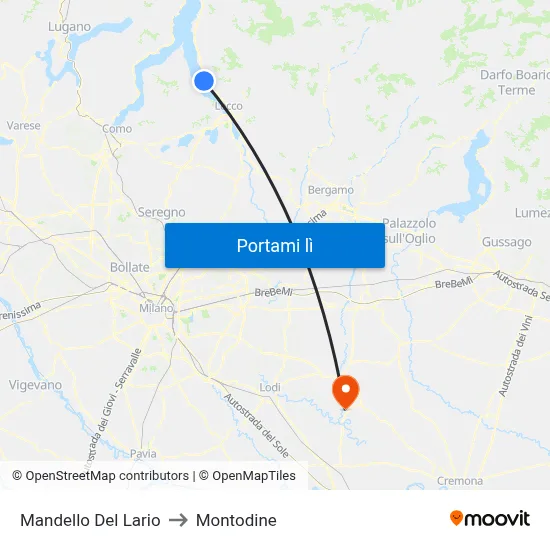Mandello Del Lario to Montodine map