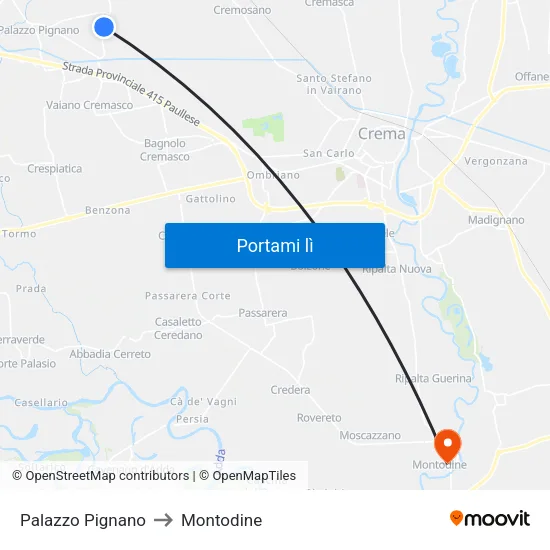Palazzo Pignano to Montodine map