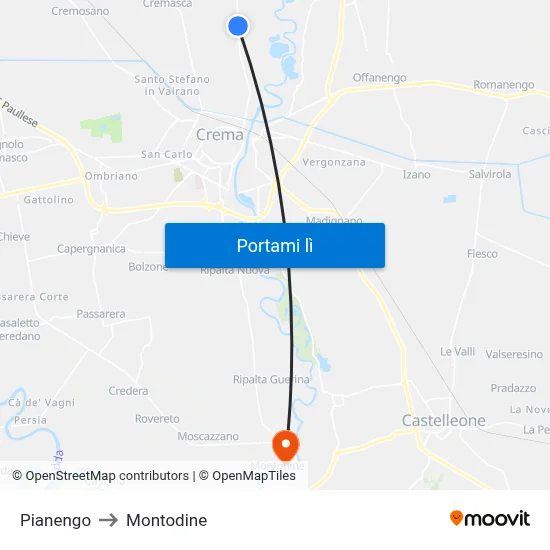 Pianengo to Montodine map