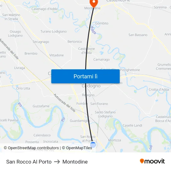 San Rocco Al Porto to Montodine map