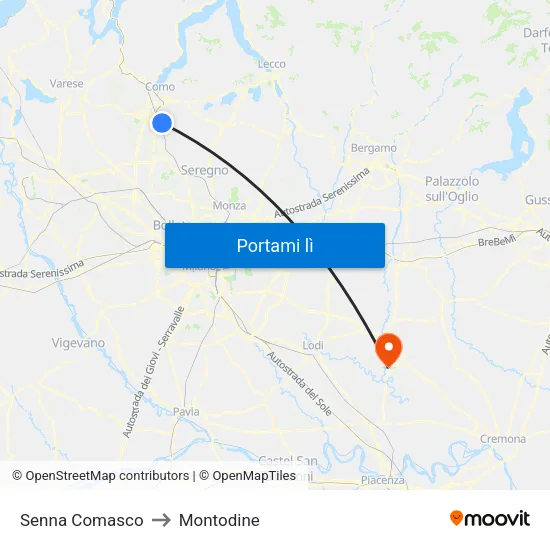 Senna Comasco to Montodine map