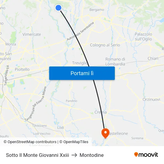 Sotto Il Monte Giovanni Xxiii to Montodine map