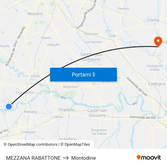 MEZZANA RABATTONE to Montodine map
