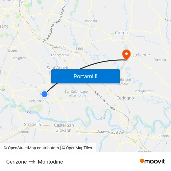 Genzone to Montodine map