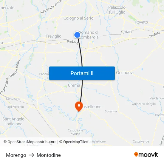 Morengo to Montodine map